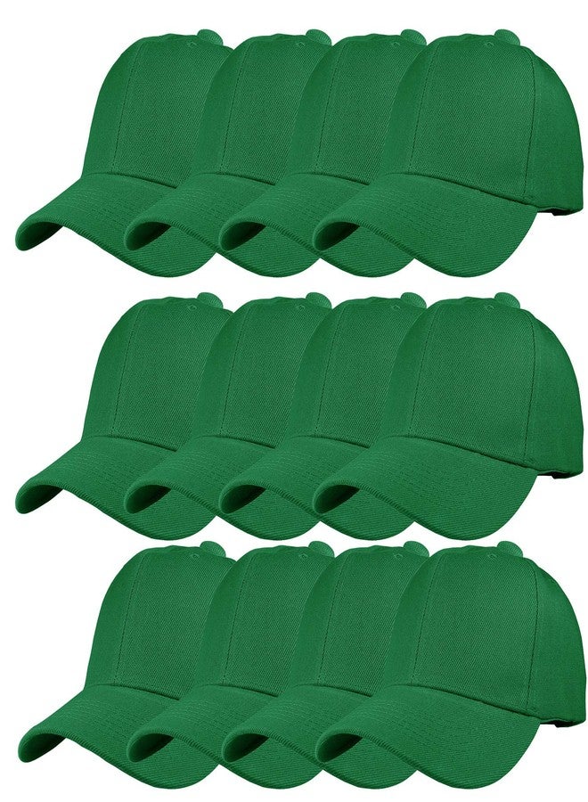 TZ Promise 12 Pack Wholesale Unisex Plain Solid Color Adjustable Baseball Caps Hats (Green) - Image 1